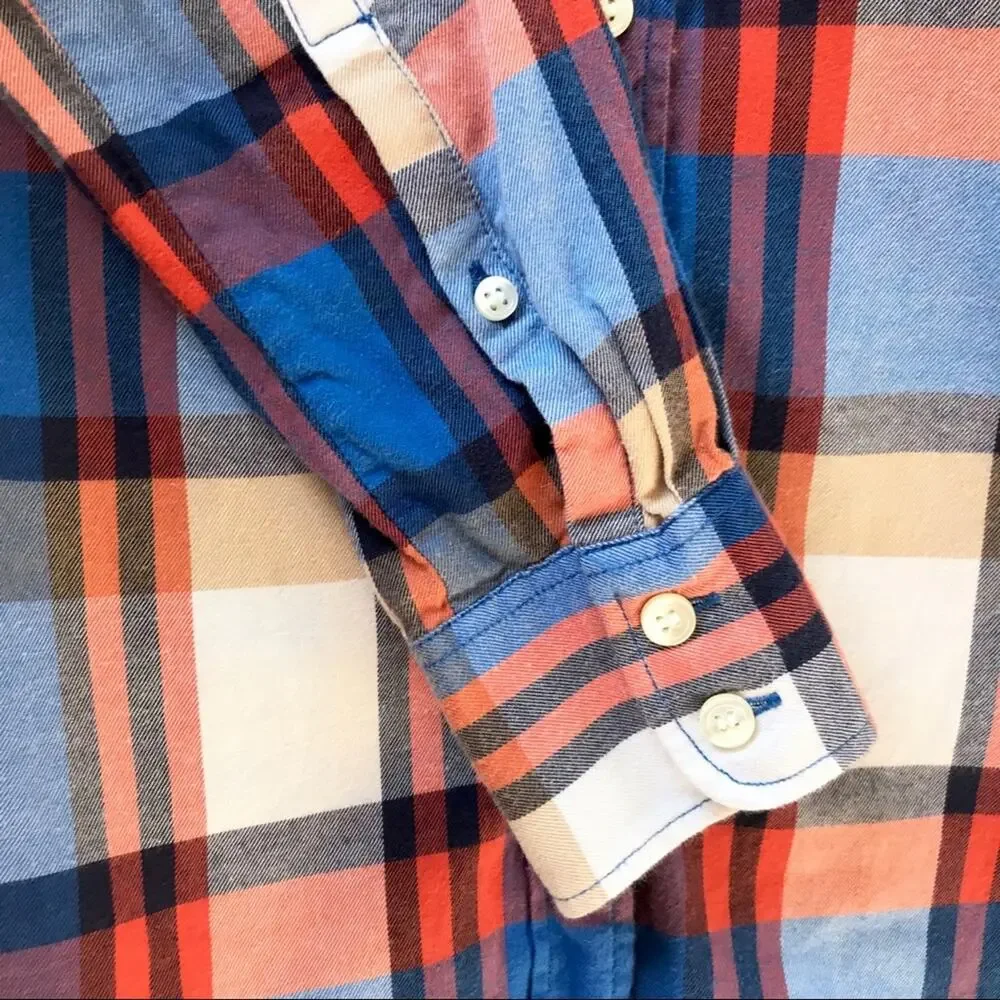 J. Crew Factory Perfect Fit Long Sleeve Plaid Button-down Shirt Blue Women’s XXS